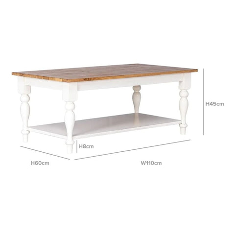 Natural & White Solid Wood Coffee Table | Two-Tone Living Room Furniture – Oakvello