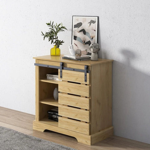 Modern Brown Finish Solid Wood Storage Cabinet | Living Room Furniture – Oakvello