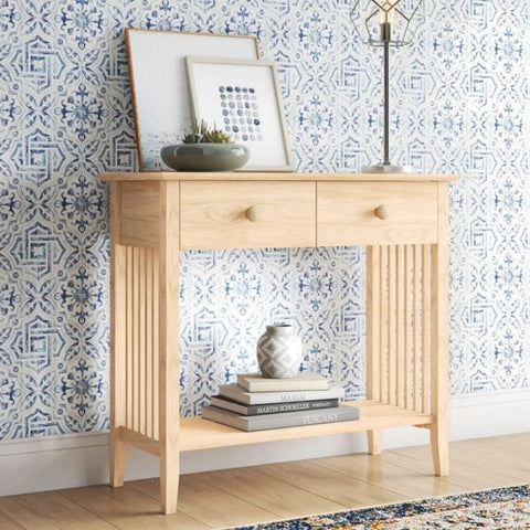 2-Drawer Solid Wood Console Table | Entryway & Hallway Furniture – Oakvello