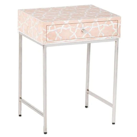Pink Mother of Pearl Inlay Side Cabinet | Handcrafted Artisan Storage Furniture – Oakvello