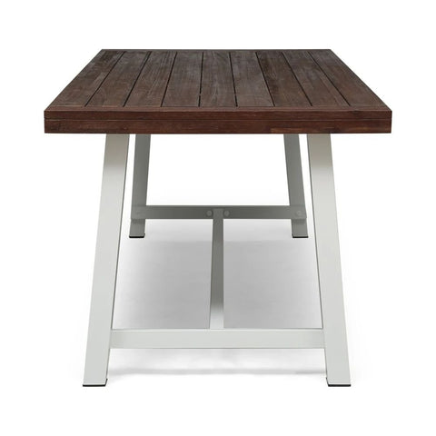 Solid Teak Wood Dining Table with Rustic Metal Finish | Industrial Kitchen Furniture – Oakvello