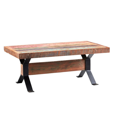 Jaipuri Reclaimed Boat Wood Coffee Table | Eco-Friendly Living Room Furniture – Oakvello