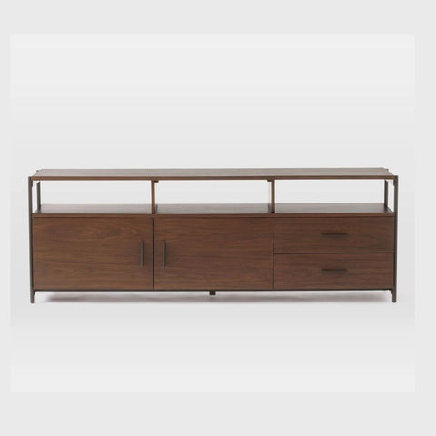 Dark Finish Solid Wood Media Console Table | TV Stand & Storage – Oakvello