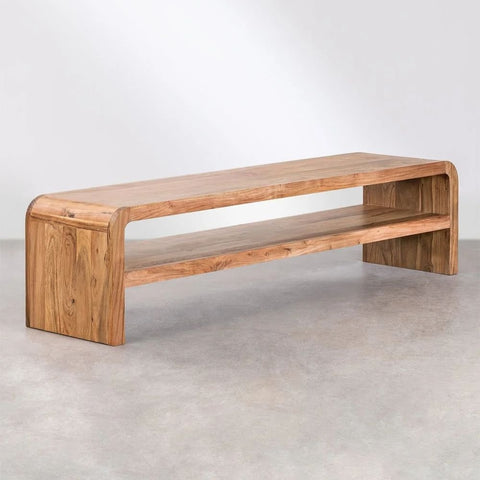 Acacia Wood TV Cabinet | Solid Wood Media Console & Storage – Oakvello