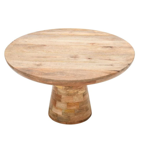 Jodhpuri Mushroom Style Round Mango Wood Coffee Table | Living Room Accent – Oakvello