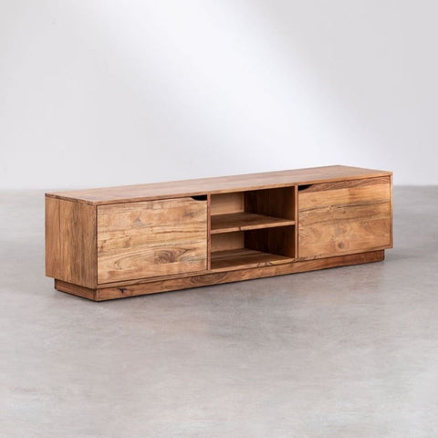 Asmani Acacia Wood TV Cabinet with Shelf | Media Console – Oakvello