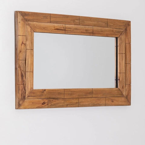 Rectangular Recycled Wood Wall Mirror | Eco-Friendly Bedroom & Living Room Decor – Oakvello