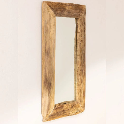 Unax Solid Teak Wood Wall Mirror | Decorative Bedroom & Living Room Decor – Oakvello