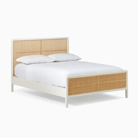 Solid Wood & Rattan Cane Bed | Handcrafted Boho Bedroom Furniture – Oakvello