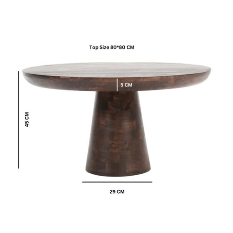 Natural Dark Solid Mango Wood Round Coffee Table | Living Room Furniture – Oakvello