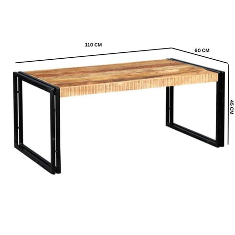 Industrial Solid Wood Coffee Table | Metal Frame Living Room Furniture – Oakvello