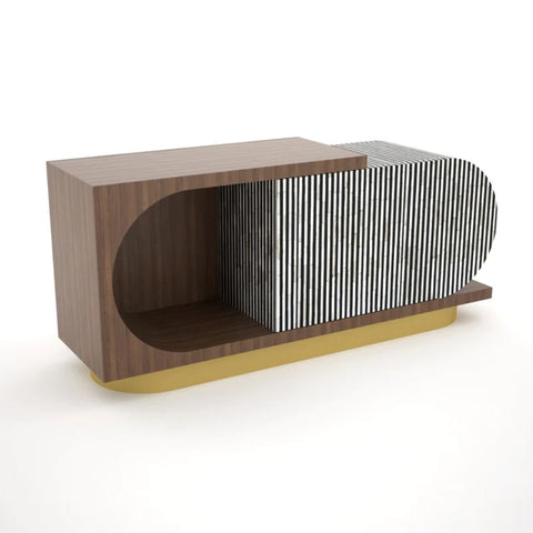 Black & White Bone Inlay Sideboard | Handcrafted Artisan Living Room Storage – Oakvello