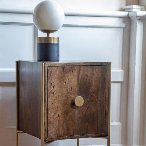 Retro Solid Mango Wood Bedside Table | Vintage Bedroom Nightstand – Oakvello