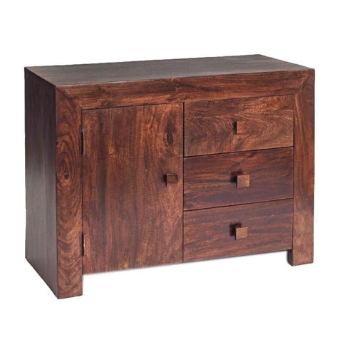 Solid Mango Wood Sideboard | 3 Drawers & 1 Door Living Room Storage – Oakvello