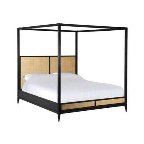 Lucia Solid Wood Rattan 4-Poster Bed | Handcrafted Luxury Bedroom Furniture – Oakvello
