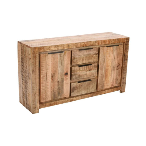 Large Solid Mango Wood Sideboard | 2 Doors & 3 Drawers Living Room Storage – Oakvello