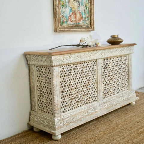Ajmeri Solid Mango Wood Console Table | Handcrafted Entryway Furniture – Oakvello