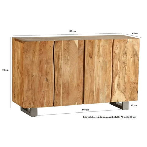 Jaipuri Natural Live Edge Large Sideboard | Solid Wood Living Room Storage – Oakvello