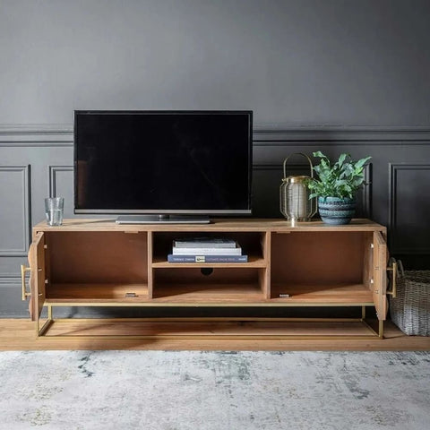 Solid Wood TV Unit | Media Console & Living Room Storage – Oakvello