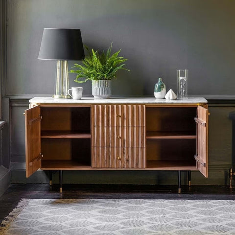 Solid Teak Wood Sideboard | Premium Living Room Storage Cabinet – Oakvello