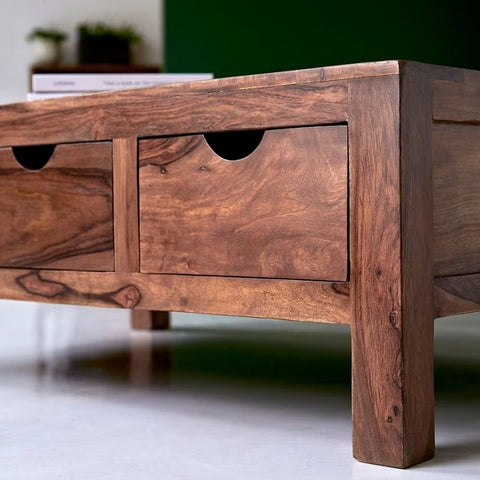 Coffee Table with 6 Drawers | Solid Wood Living Room Storage – Oakvello