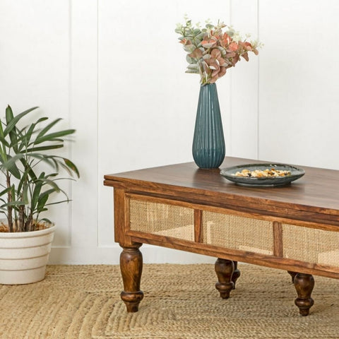 Solid Sheesham Wood Coffee Table | Natural Hardwood Living Room Furniture – Oakvello