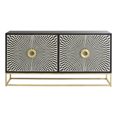 Ajmeri Black Bone Inlay Sideboard | Artisan Living Room Storage – Oakvello