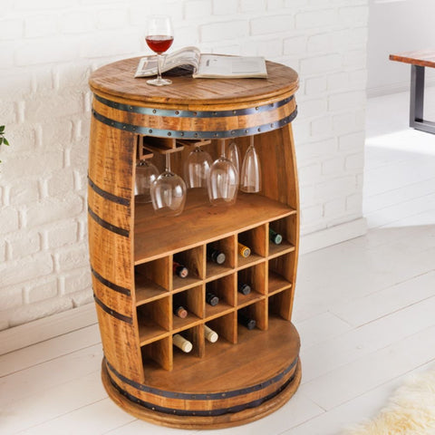 Solid Mango Wood Bar Cabinet | Home Bar Storage Furniture – Oakvello