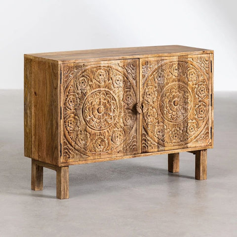 Wiluna Solid Mango Wood Sideboard | Living Room Storage Cabinet – Oakvello