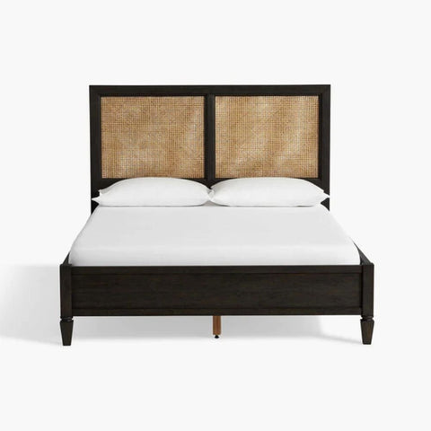 Dylan Solid Wood Cane Bed | Handcrafted Rattan Bedroom Furniture – Oakvello