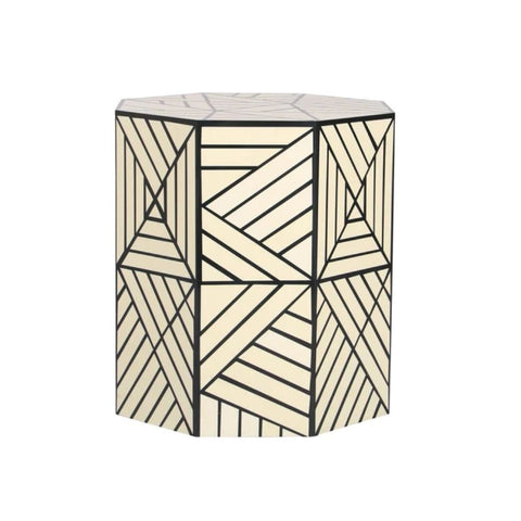 Kota Grey Bone Inlay Round Side Table | Handcrafted Artisan Accent Furniture – Oakvello