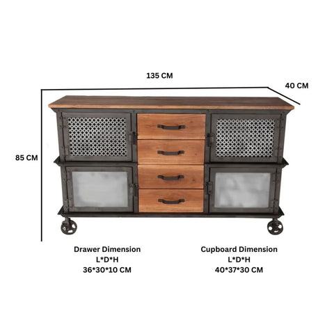 Industrial Solid Wood 4-Drawer Chest | Bedroom & Living Room Storage – Oakvello