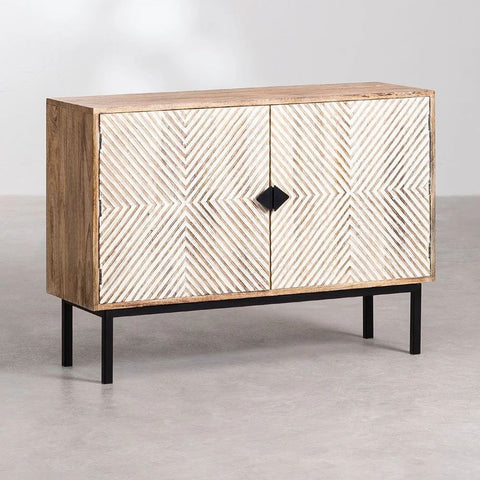 Alembe Solid Mango Wood Sideboard | Living Room Storage Cabinet – Oakvello