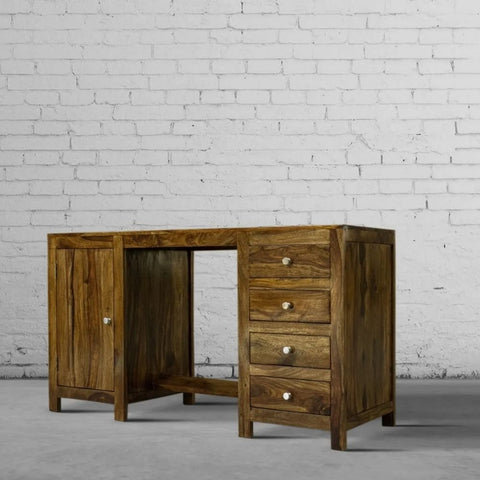 Solid Wood Study Table | Handcrafted Home Office Writing Desk – Oakvello