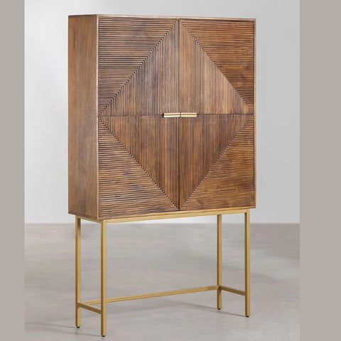 Tall Solid Mango Wood Sideboard | High Storage Cabinet for Living Room – Oakvello