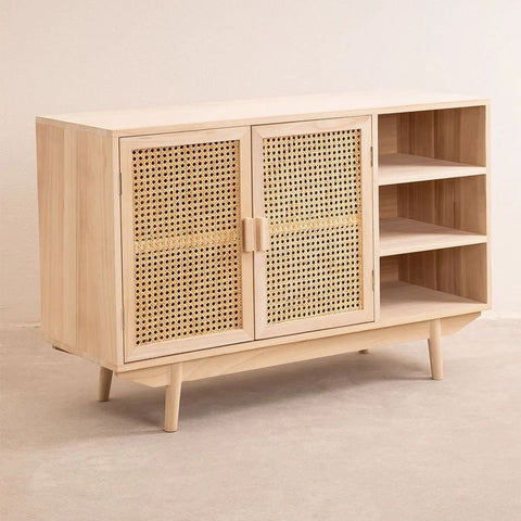 Ralik Solid Wood Sideboard with 2 Shelves | Living Room Storage – Oakvello