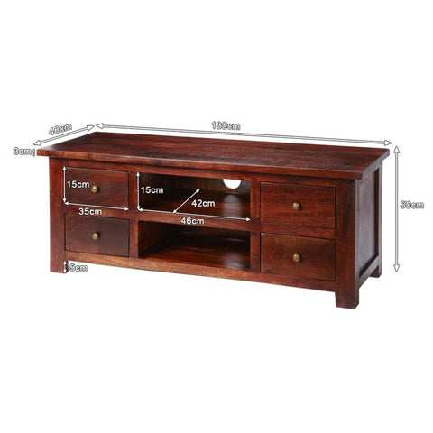 Dark Solid Wood TV Cabinet with Drawers | Media Console & Storage – Oakvello