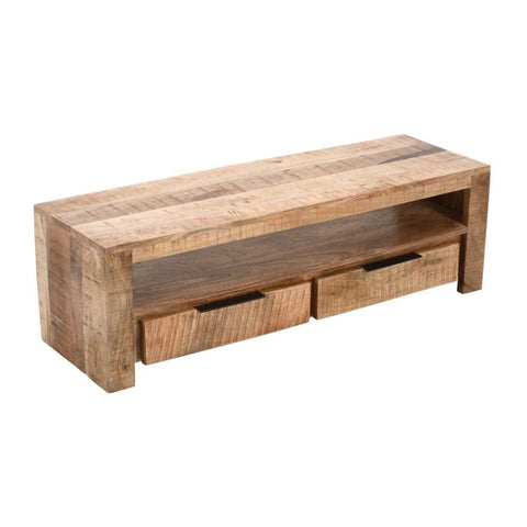 Jodhpuri Solid Mango Wood TV Stand with 2 Drawers | Media Console – Oakvello