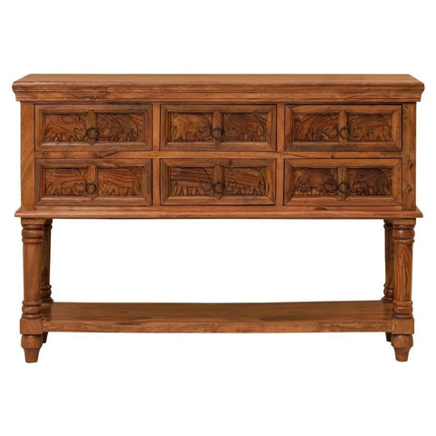Solid Sheesham Wood Console Table | Handcrafted Heritage Entryway Furniture – Oakvello