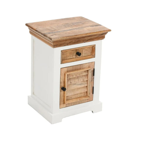 White Solid Mango Wood Bedside Cabinet | Painted Bedroom Nightstand – Oakvello