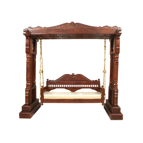 The Hindola Grand – Handcrafted Solid Wood Royal Swing with Brass Accents