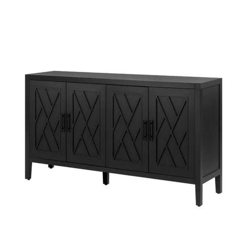 Black Finish Accent Sideboard | Bold Living Room Storage Cabinet – Oakvello