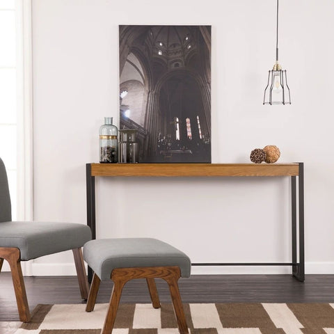 Modern Narrow Industrial Solid Wood Console Table | Entryway Furniture – Oakvello