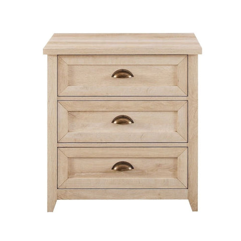Off-White Solid Wood 3-Drawer Bedside Table | Bedroom Nightstand – Oakvello
