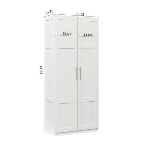 White Solid Wood 2-Door Wardrobe | Bedroom Storage Furniture – Oakvello
