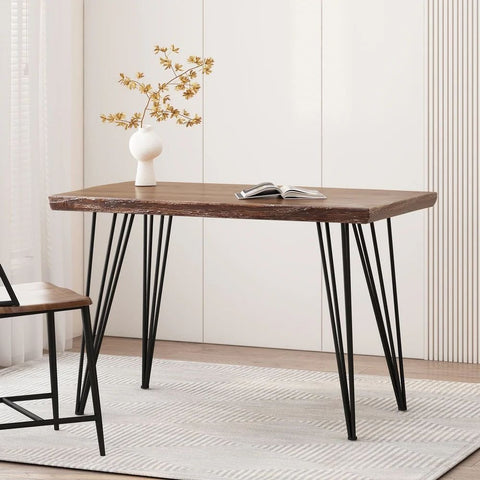 Natural & Black Solid Wood Dining Table | Two-Tone Kitchen Furniture – Oakvello