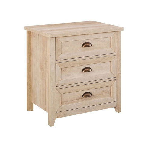 Off-White Solid Wood 3-Drawer Bedside Table | Bedroom Nightstand – Oakvello