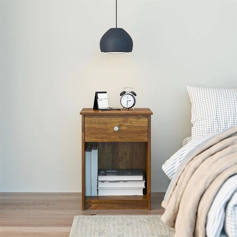 Solid Wood Bedside Table with Drawer | Bedroom Nightstand – Oakvello
