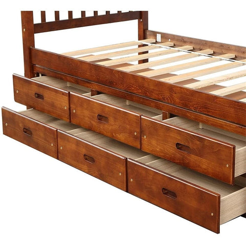 Solid Wood Storage Bed with 6 Drawers | Bedroom Furniture – Oakvello