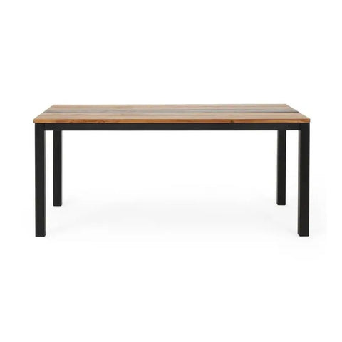Teak & Black Solid Wood Dining Table | Two-Tone Kitchen Furniture – Oakvello